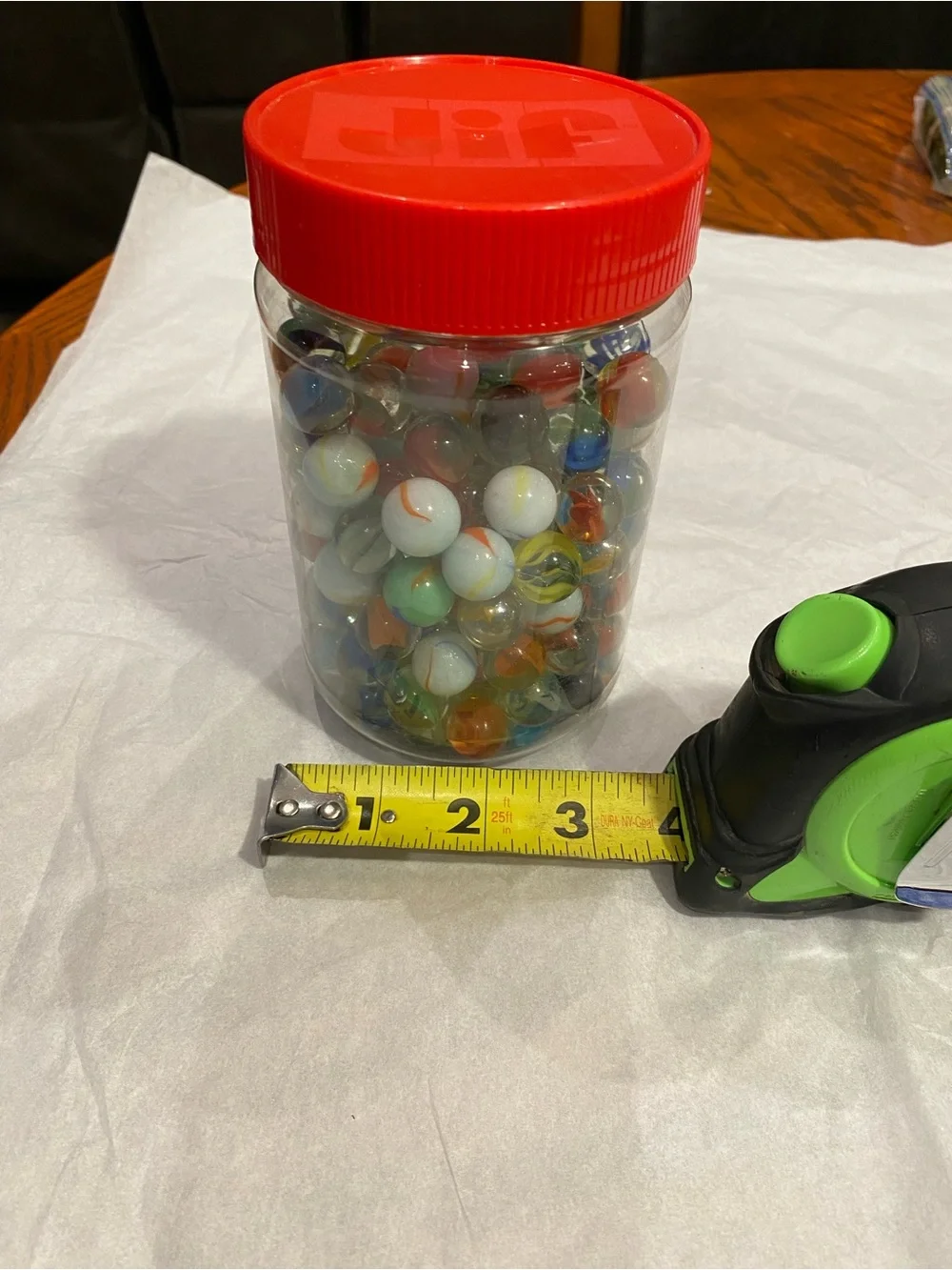 Assorted Color Glass Marbles in Clear Jif Jar - Kids Toys
